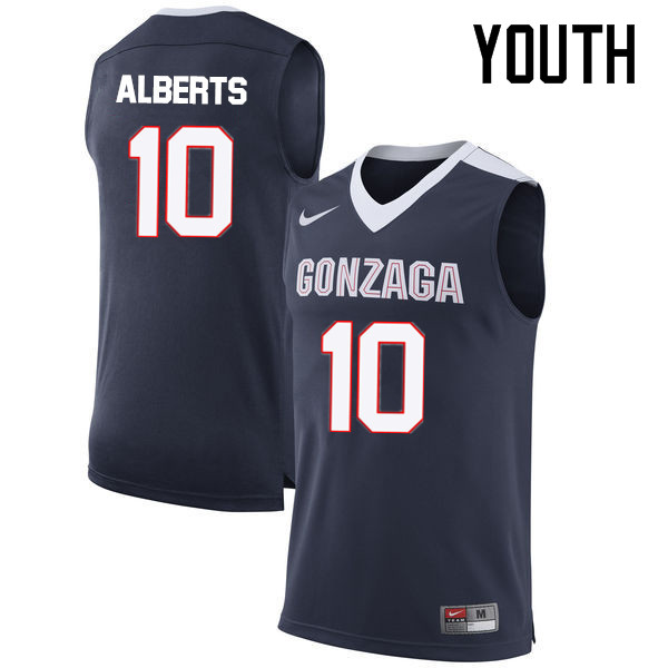 Youth #10 Bryan Alberts Gonzaga Bulldogs College Basketball Jerseys-Navy